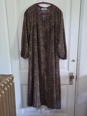 Momni Black And Brown Animal Print Flowy Maxi Dress
